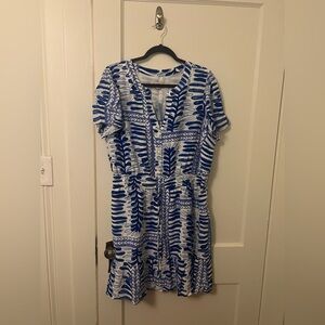 LOFT dress with elastic tie waist.